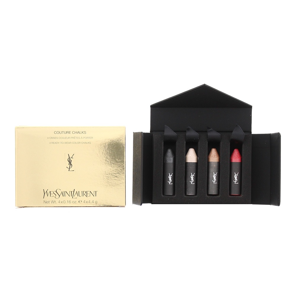 Комплект за подарък, Yves Saint Laurent, Couture Chalks, Крем червило и блясък за устни, 4.4г всеки, Червеното, Черното, Нюдът, Медта, 4 бр, 17.6 г