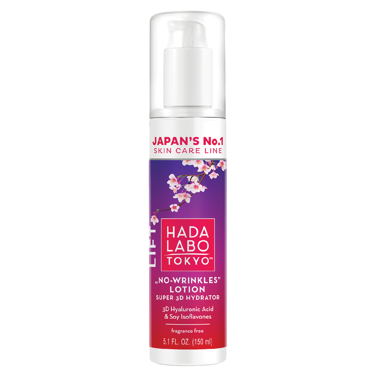Hada Labo Tokyo, No-Wrinkles, Хиалуронова киселина, Против бръчки и овлажняващ, Ден, Лосион, Лице, 150 мл