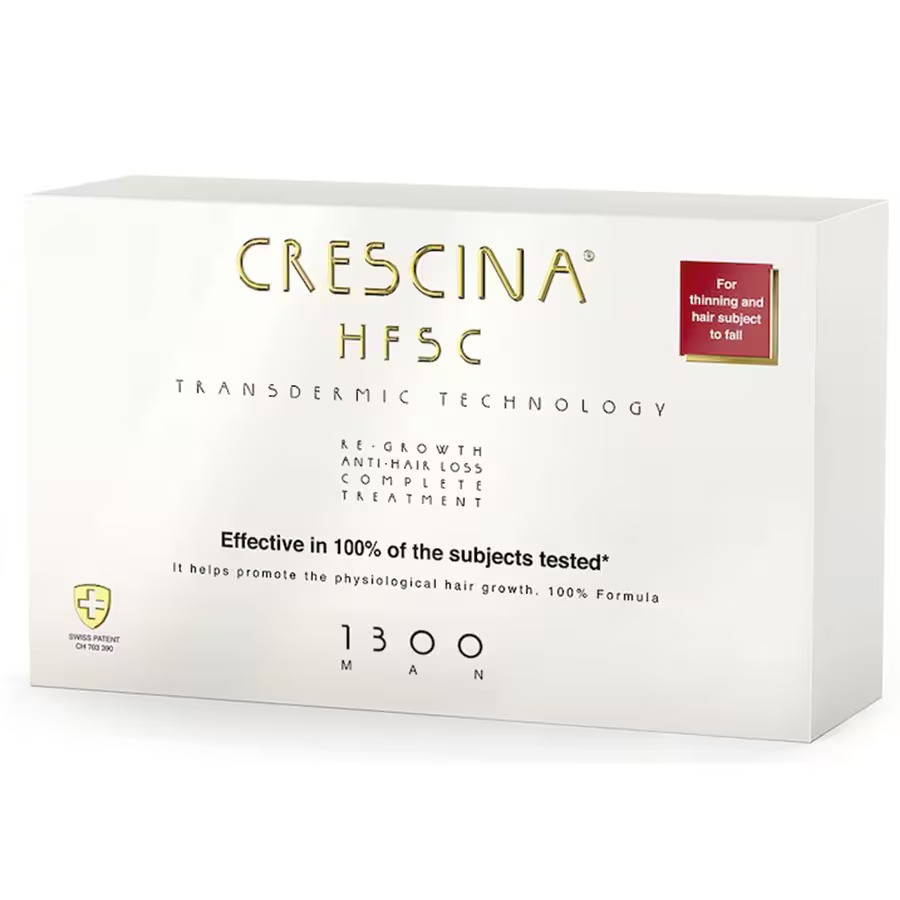 Labo, Crescina, Transdermic HFSC 1300, За стимулиране на растежа, Серум за лечение с ампули, За скалпа, За мъже, 10 +10 бр, 3.5 мл