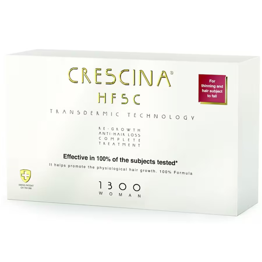 Labo, Crescina, Transdermic HFSC 1300, За стимулиране на растежа, Серум за лечение с ампули, За скалпа, За жените, 10 +10 бр, 3.5 мл