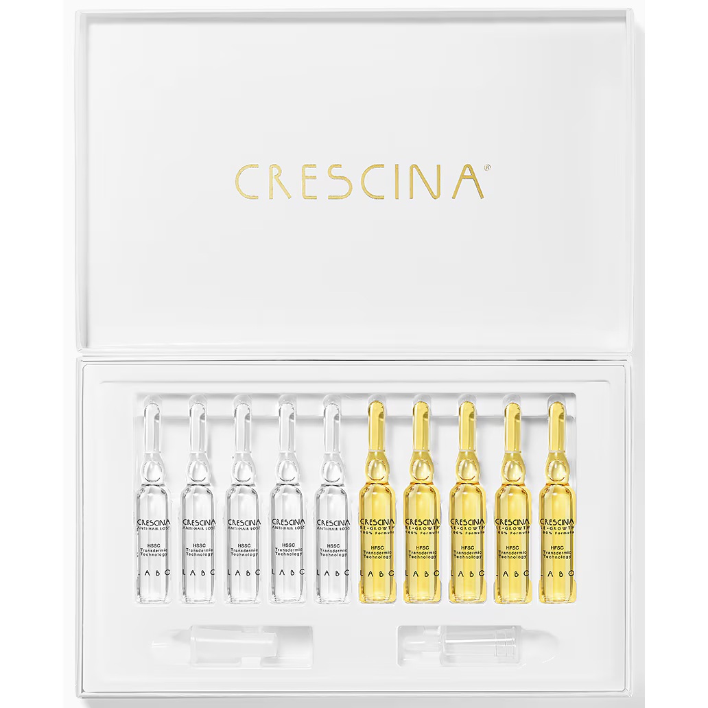 Labo Crescina, Трансдермален HFSC 500, За стимулиране на растежа, Серум за третиране с ампули, За скалп, За мъже, 10 + 10 бр., 3.5 мл