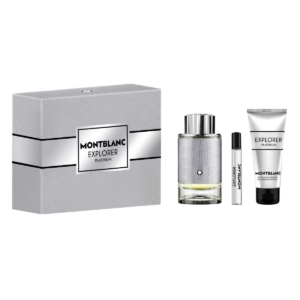 Set Montblanc: Explorer Platinum, Eau De Parfum, For Men, 100 ml + Explorer Platinum, Eau De Parfum, For Men, 7.5 ml + Explorer Platinum, Cleansing, Shower Gel, For All Skin Types, 100 ml
