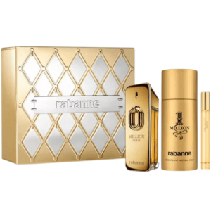 Set Paco Rabanne: Million Gold, Eau De Parfum, For Men, 100 ml + Million Gold, Eau De Parfum, For Men, 10 ml + 1 Million, Anti-Perspirant, Deodorant Spray, For Men, 150 ml