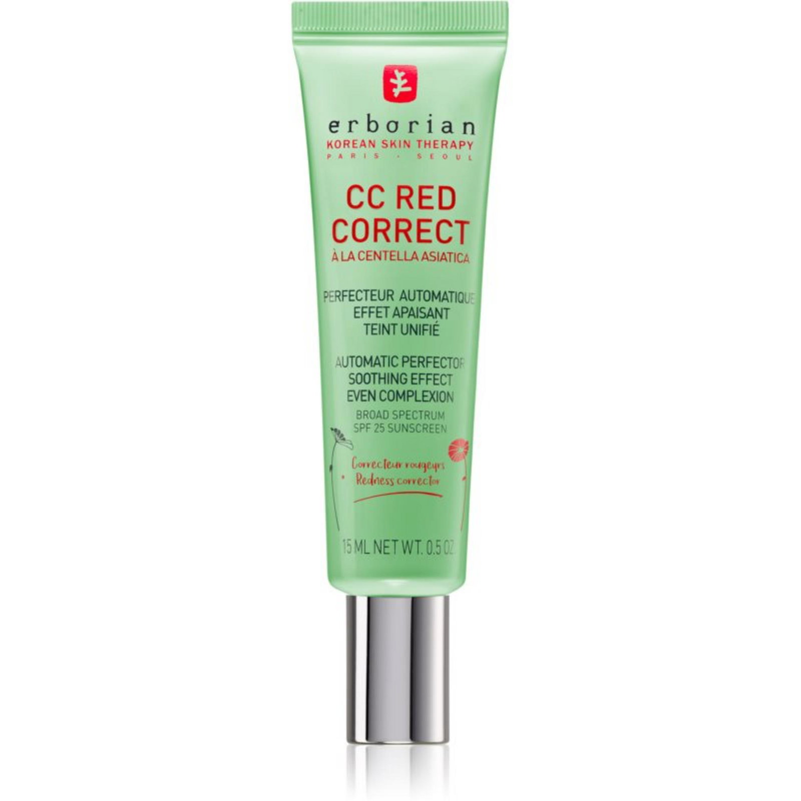 Erborian, CC Red Correct, Против зачервяване, Ден, Сметана, За лице, SPF 25, 15 мл