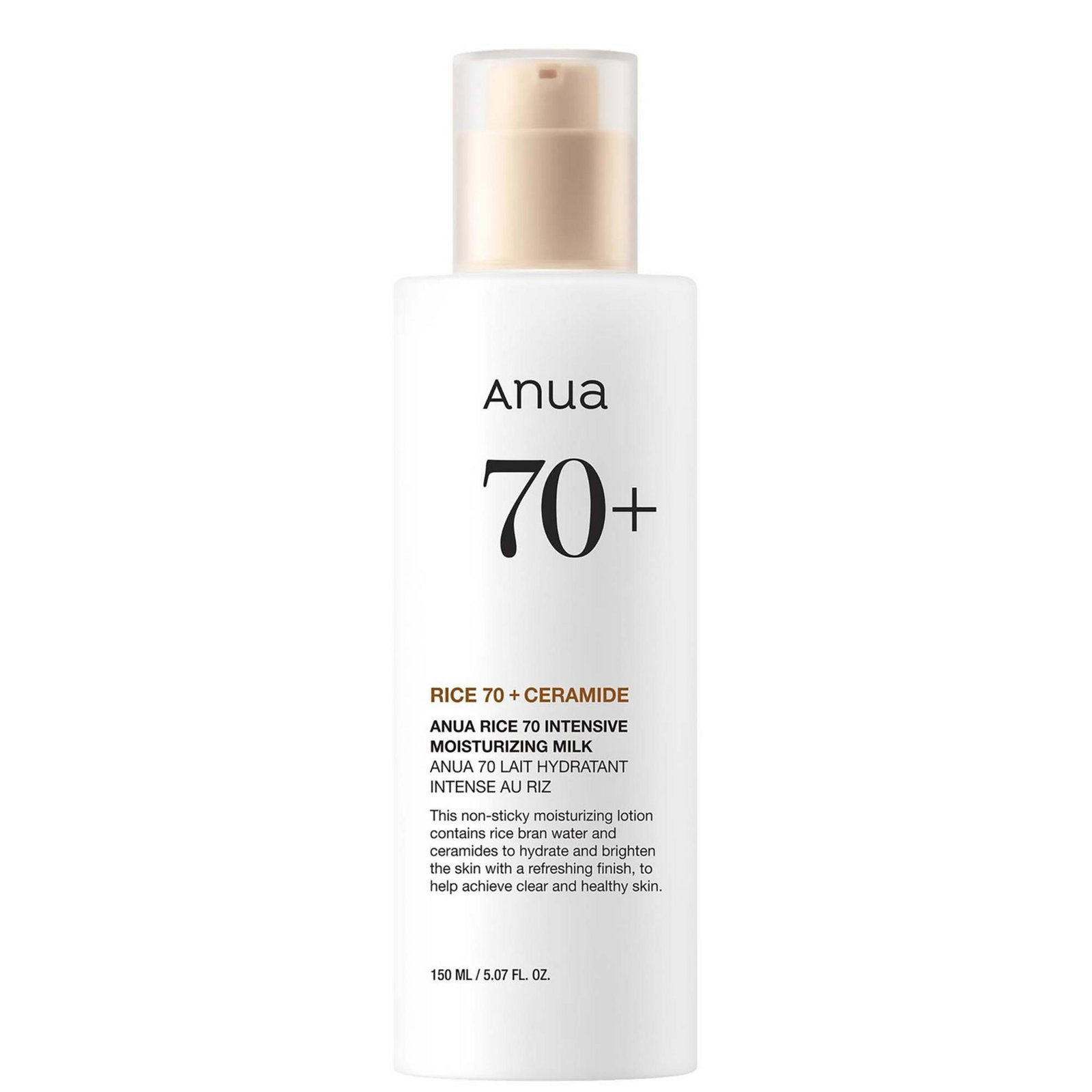 Anua, Rice 70 Glow, Rice, Интензивна хидратация, Мляко, За лице, 150 мл