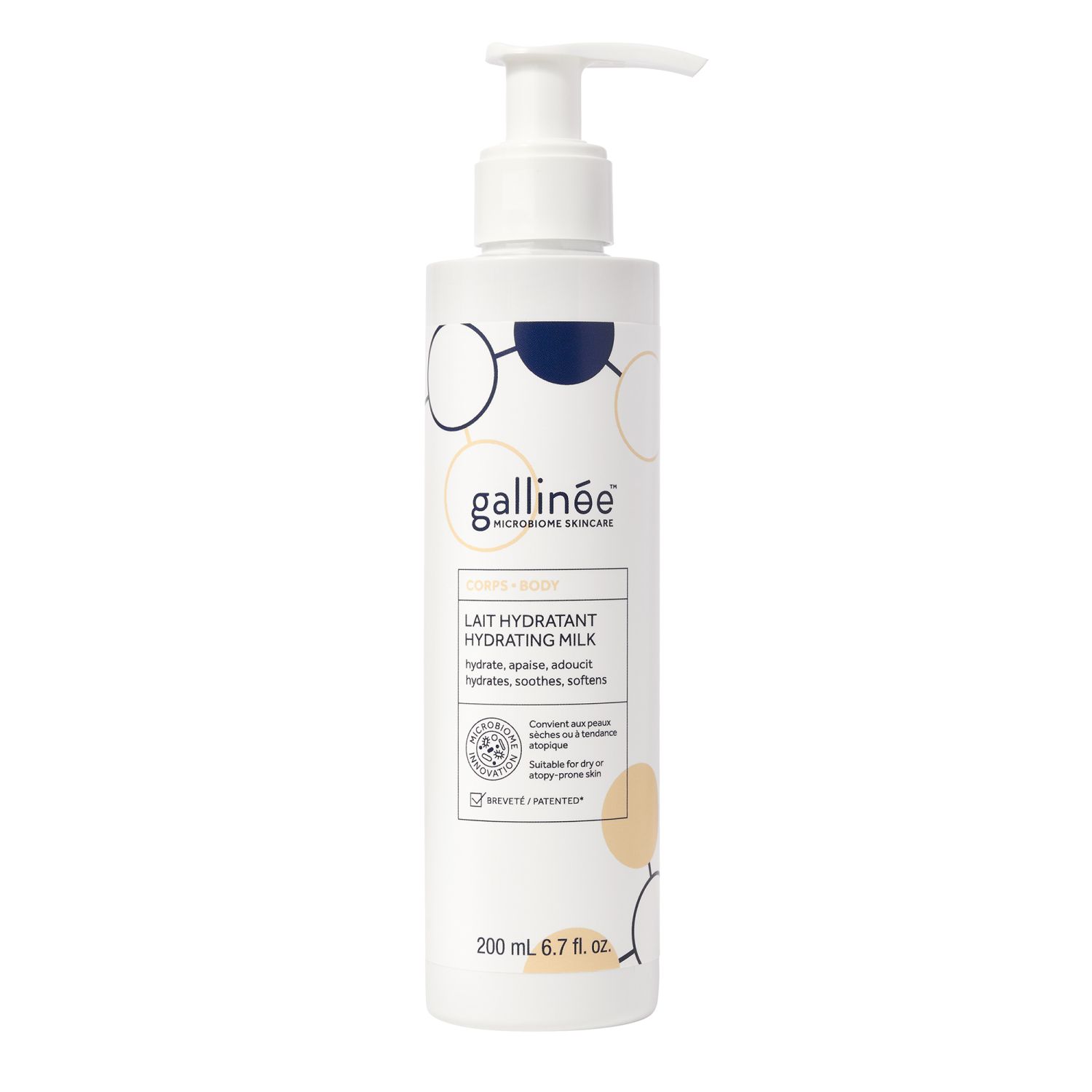 Gallinee, Body Care, Пребиотици & Пробиотици & Постбиотици, Хидратиращ, Мляко за тяло, 200 мл