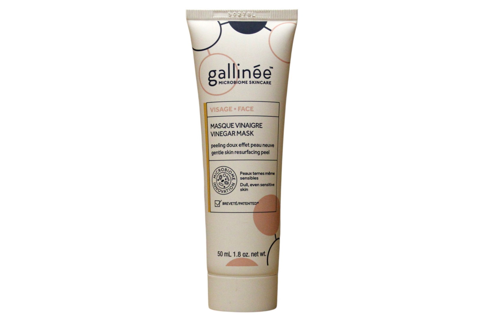 Gallinee, Microbiome Skincare, Оцет, Ексфолиране, Крем маска, За лице, 50 мл