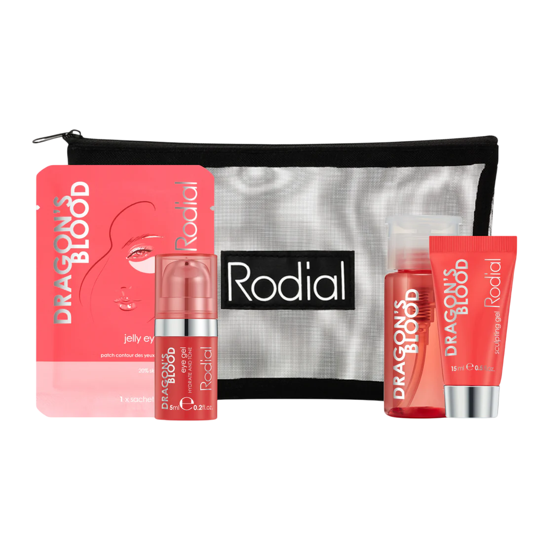 Little Luxuries Kit Set Rodial: Dragon's Blood, Purifying, Micellar Water, For All Skin Types, 100 ml + Dragon's Blood, Refreshes & Hydrates, Eye Gel, 15 ml + Dragon's Blood, Sculpting, Gel, For Face, 15 ml + Dragon's Blood, Hydrating, Eye Patch, 3 g